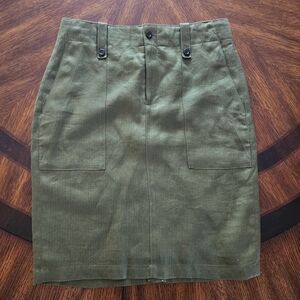 J. Crew Green Herringbone Skirt with Front Pockets Size 4